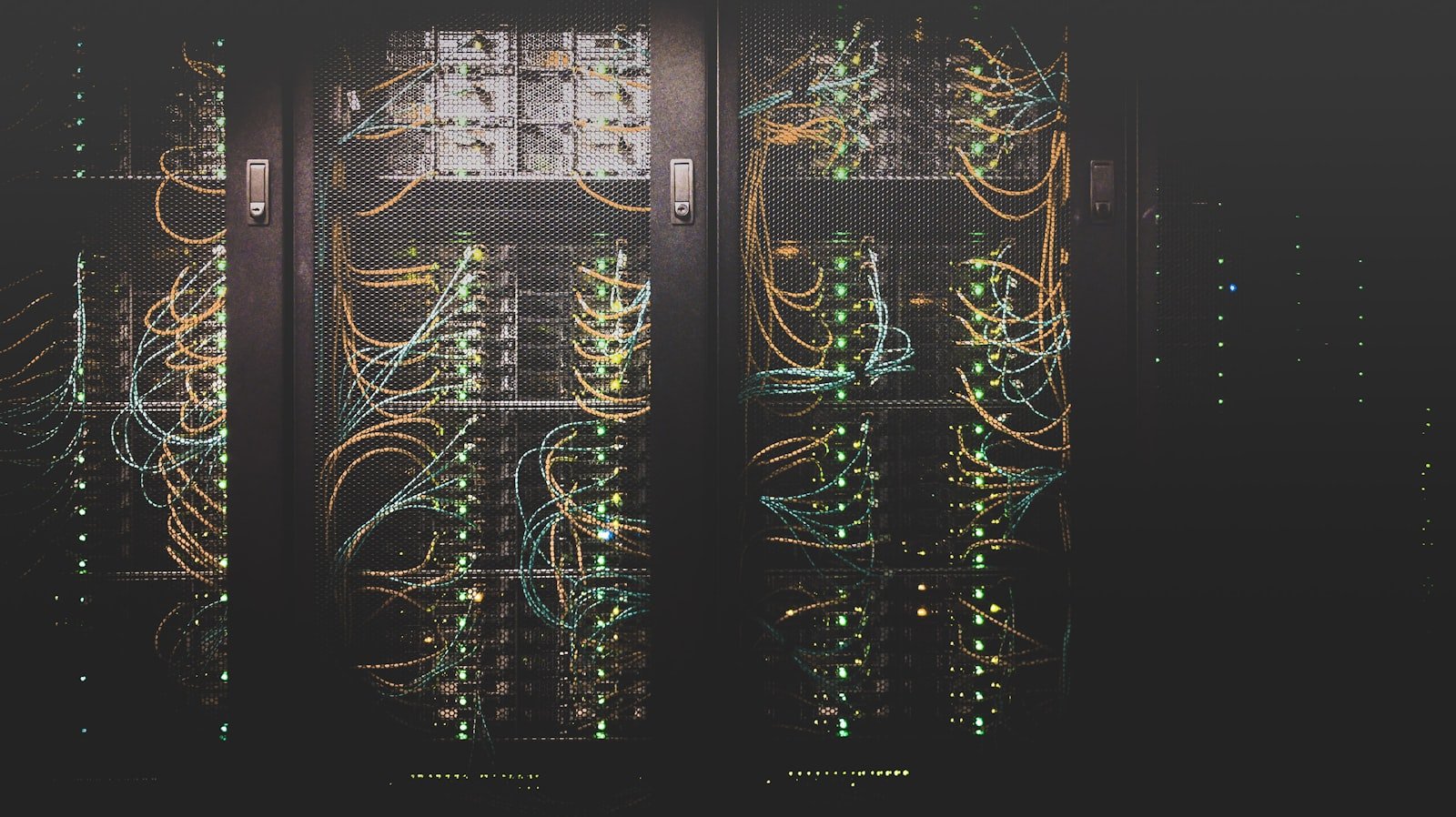 Rack of servers in a modern IT infrastructure room